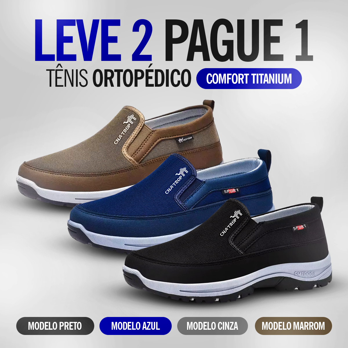 Tênis Ortopédico Titanium Comfort - Pague 1 Leve 2